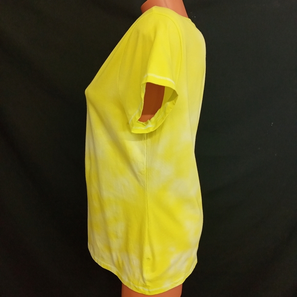 XXL NOBO No boundaries WATERCOLOR bleach print yellow t shirt top - Picture 5 of 9